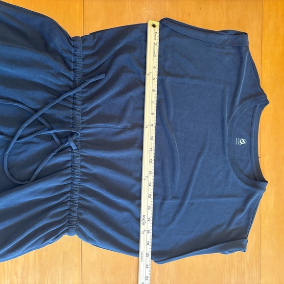 Lou & Grey L sand washed, grey drawstring relaxed fit elastic waist mini dress - Picture 8 of 11